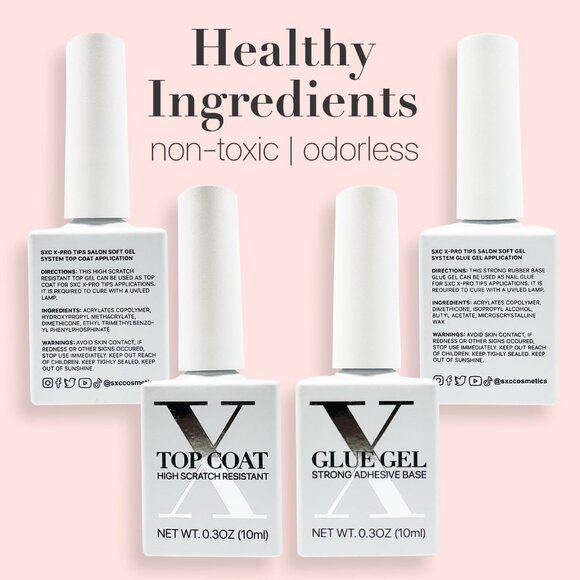 Cosmetics French Tip Press On Nails Pink Series, Small Coffin X-Pro Tips Starter - Picture 9 of 9